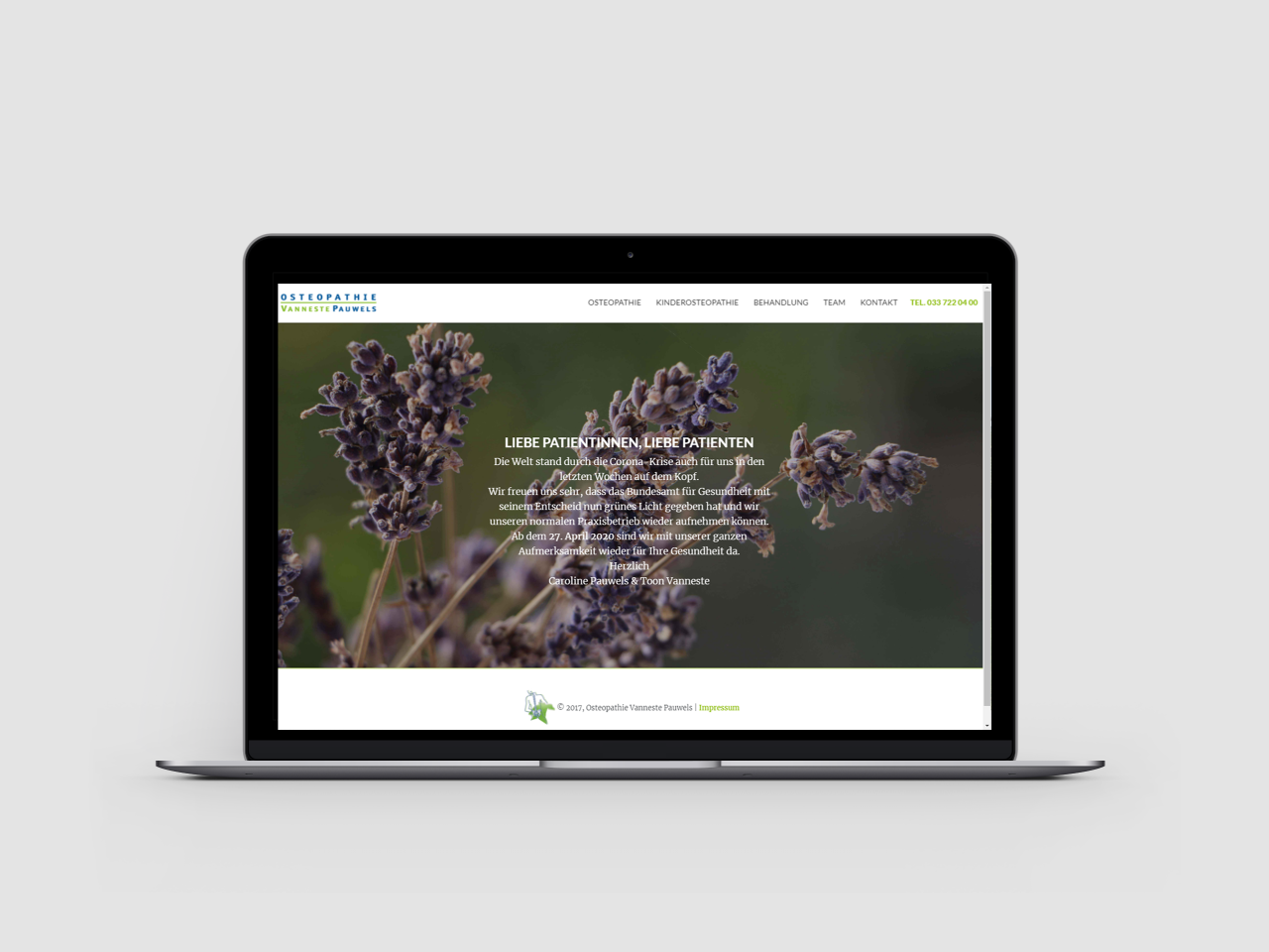 Vorschau Webseite Osteopathie Vanneste