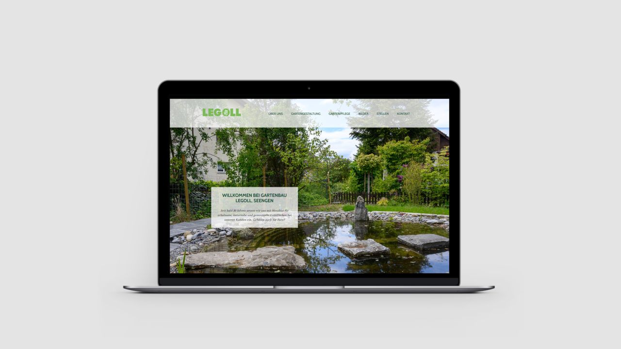 Referenz Legoll Gartenbau Vorschau Webseite auf Laptop