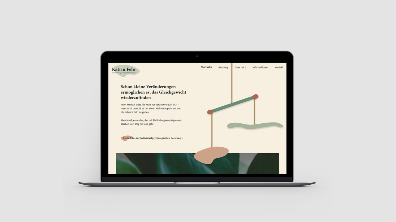 Vorschau Webseite Katrin Fehr Beratung auf Laptop