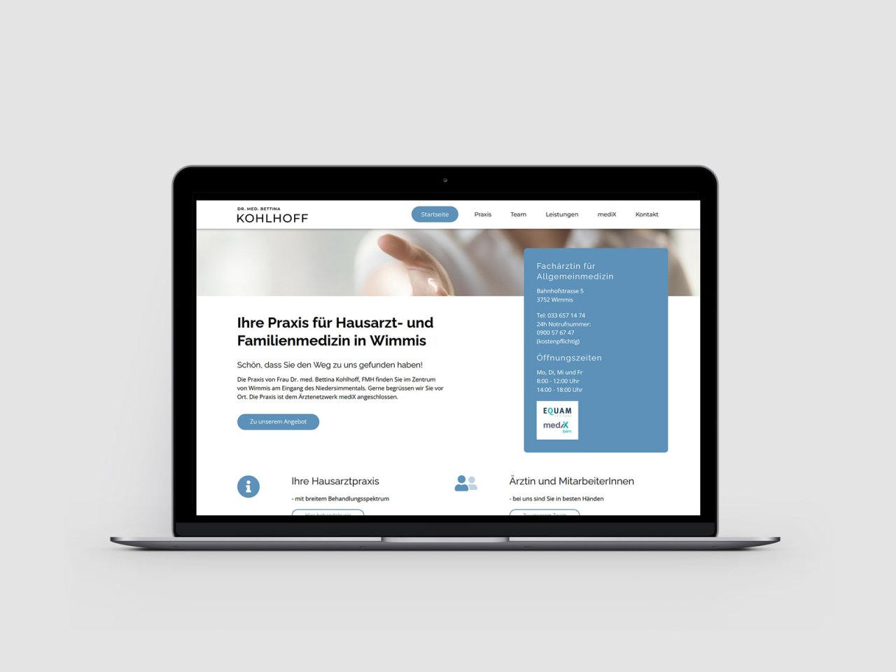 Webseite Vorschau der Praxis Dr. med. Bettina Kohlhoff