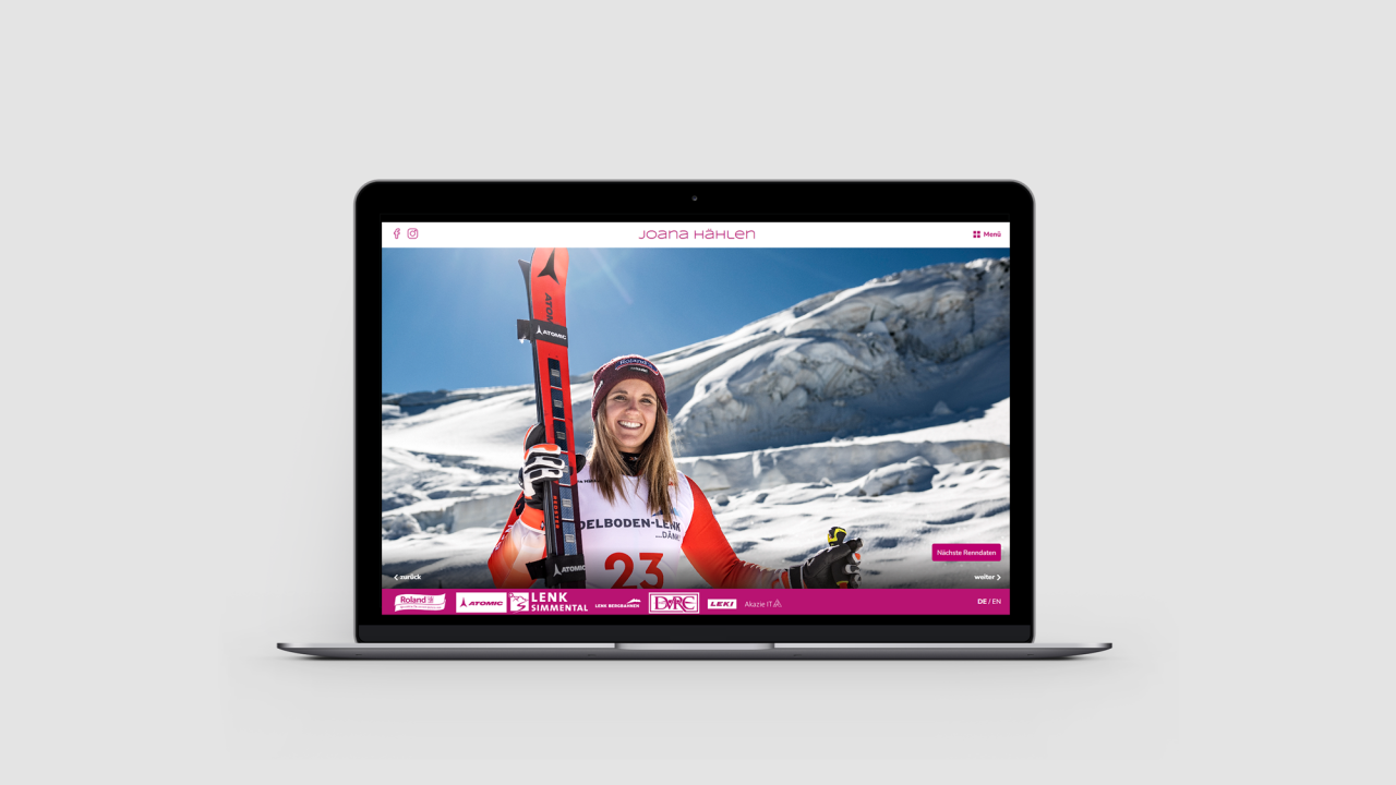 Vorschau Laptopansicht Webseite Joana Hählen Skirennfahrerin
