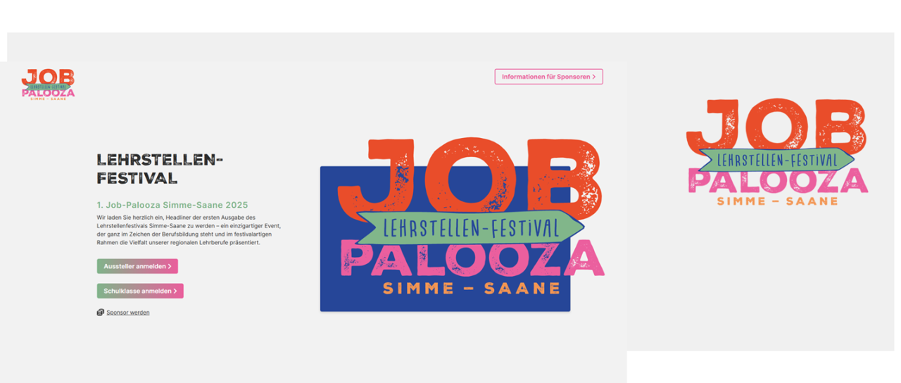 Startseite Webseite Lehrstellenfestival  mit Logo