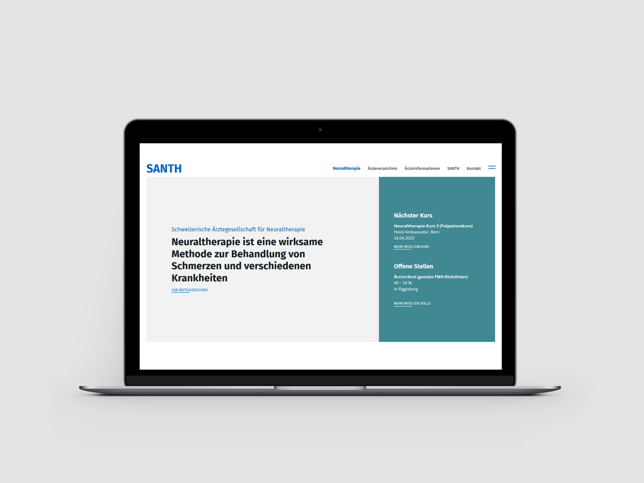 Webseite Vorschau Schweizerische Ärzte­gesellschaft für Neural­therapie