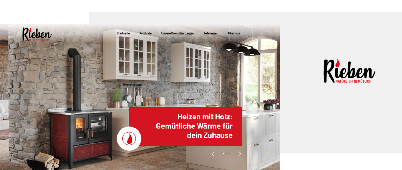 Startseite Webseite Rieben Ofen mit Logo