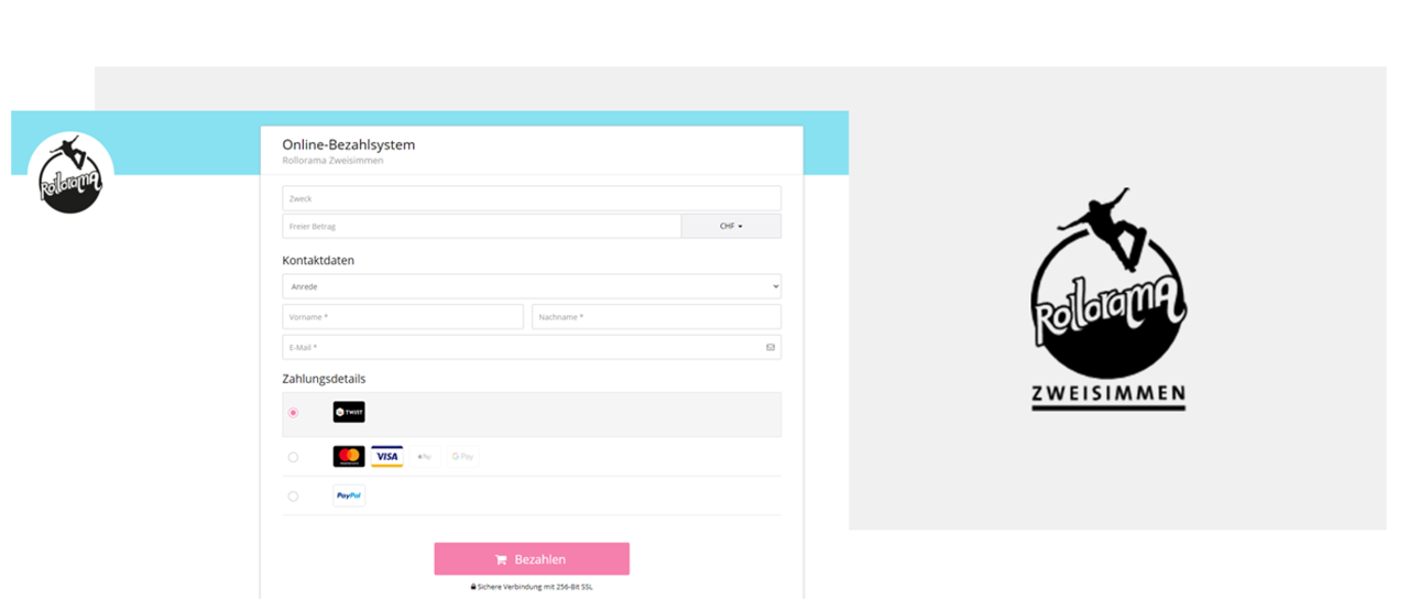 Header Rollorama Vorschau Bezahlsystem Webseite und Logo